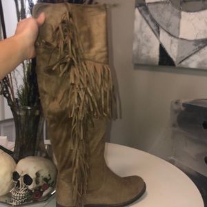 21 inch suede fringe boots